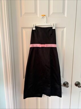 Black A-Line Skirt with Pink Bow Detail